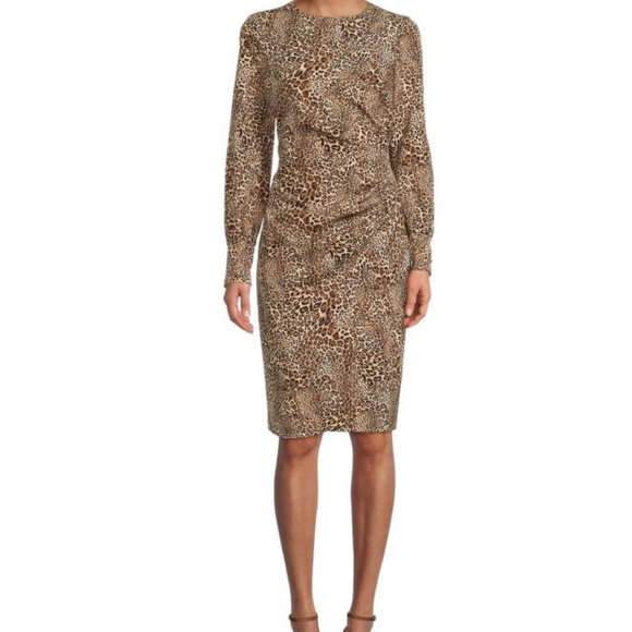 Rickie Freeman for Teri Jon Dresses & Skirts - TERI JON  BY RICKIE FREEMAN CHEETAH-PRINT CREPE MIDI DRESS, SZ 10, NEW WITH TAG